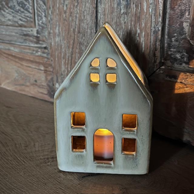 Theelicht huisje creme. afbeelding 1